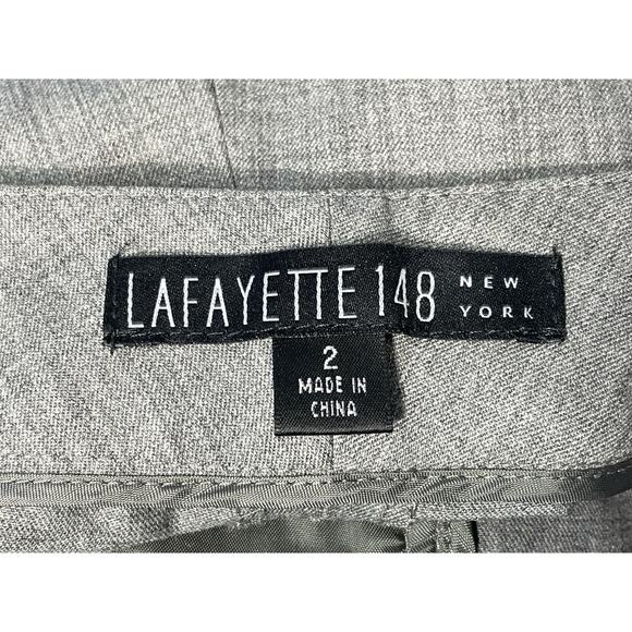 Lafayette 148NY Dress Pants Size 2 Gray Wool Mid Rise Flare Leg Trousers Preppy - Picture 6 of 7